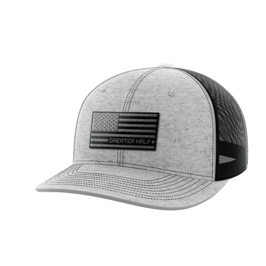 USA Black Flag Woven Patch Hat Hat Greater Half Heather Grey/Black